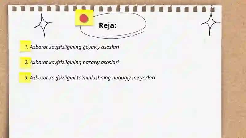 Axborot xavfsizligini ta'minlashning ǵoyaviy-nazariy va huquqiy asoslari 2