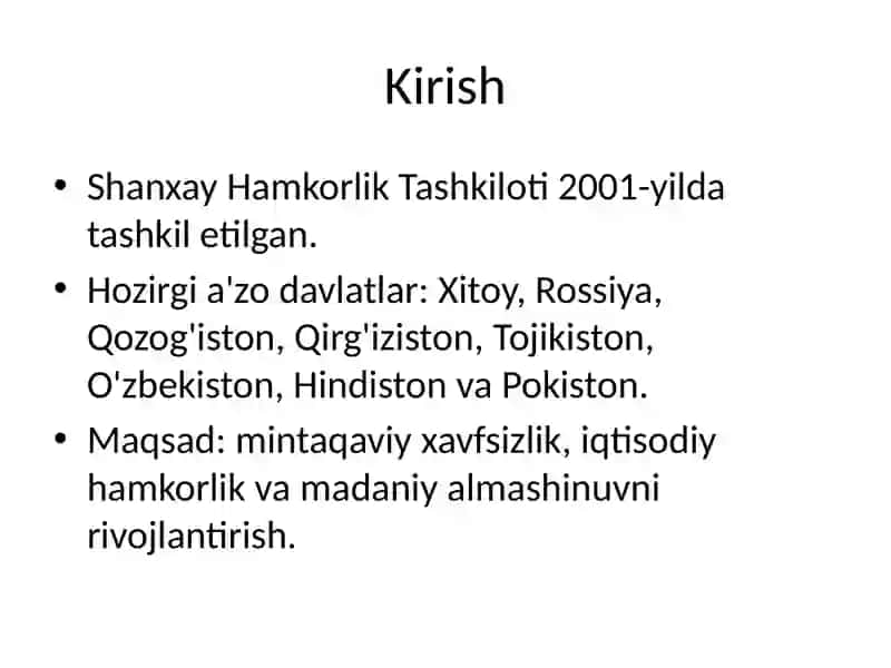 Shanxay Hamkorlik Tashkiloti 2