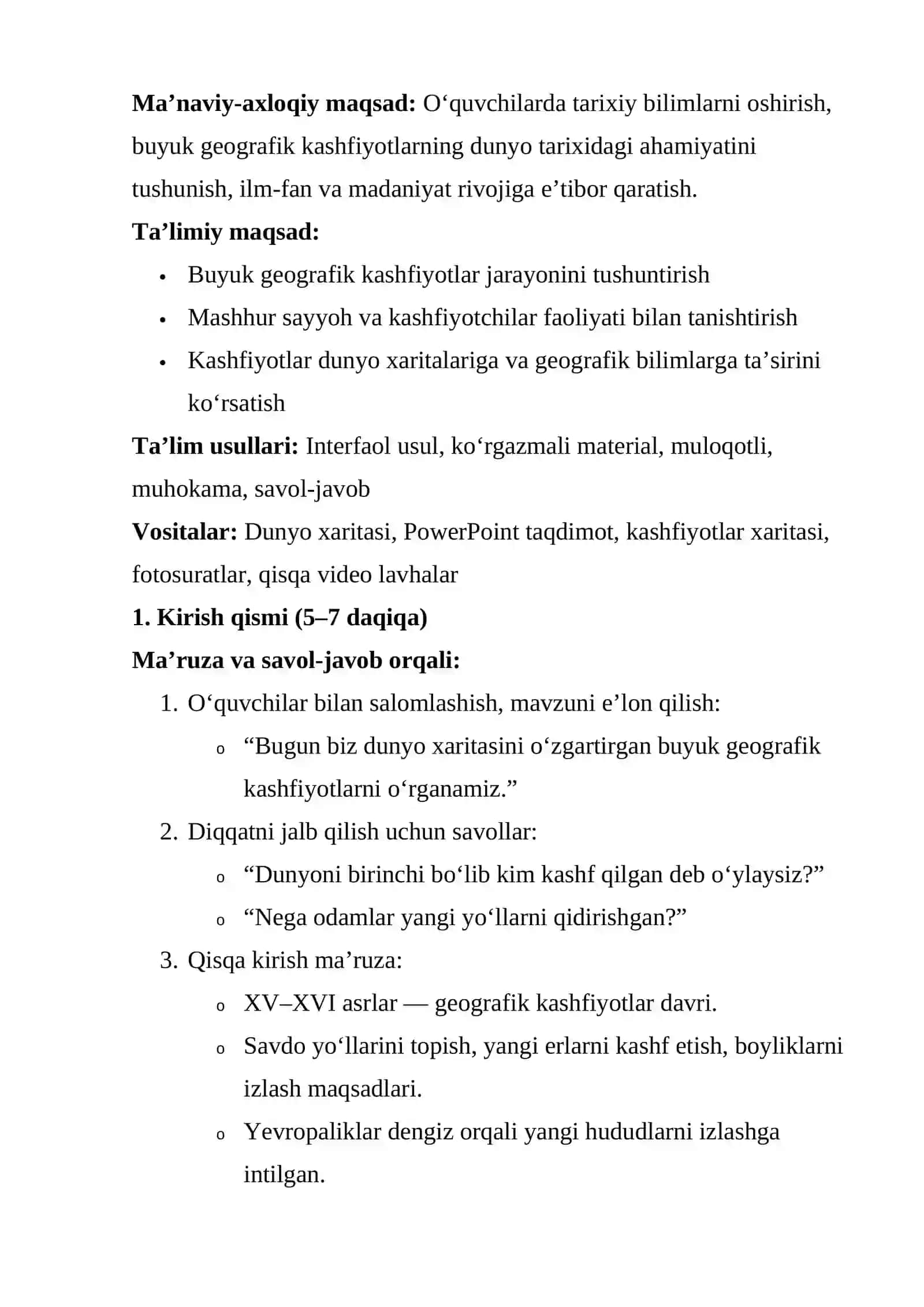 Buyuk geografik kashfiyotlar va ularning hozirgi zamon geografiyasiga ta’siri 2