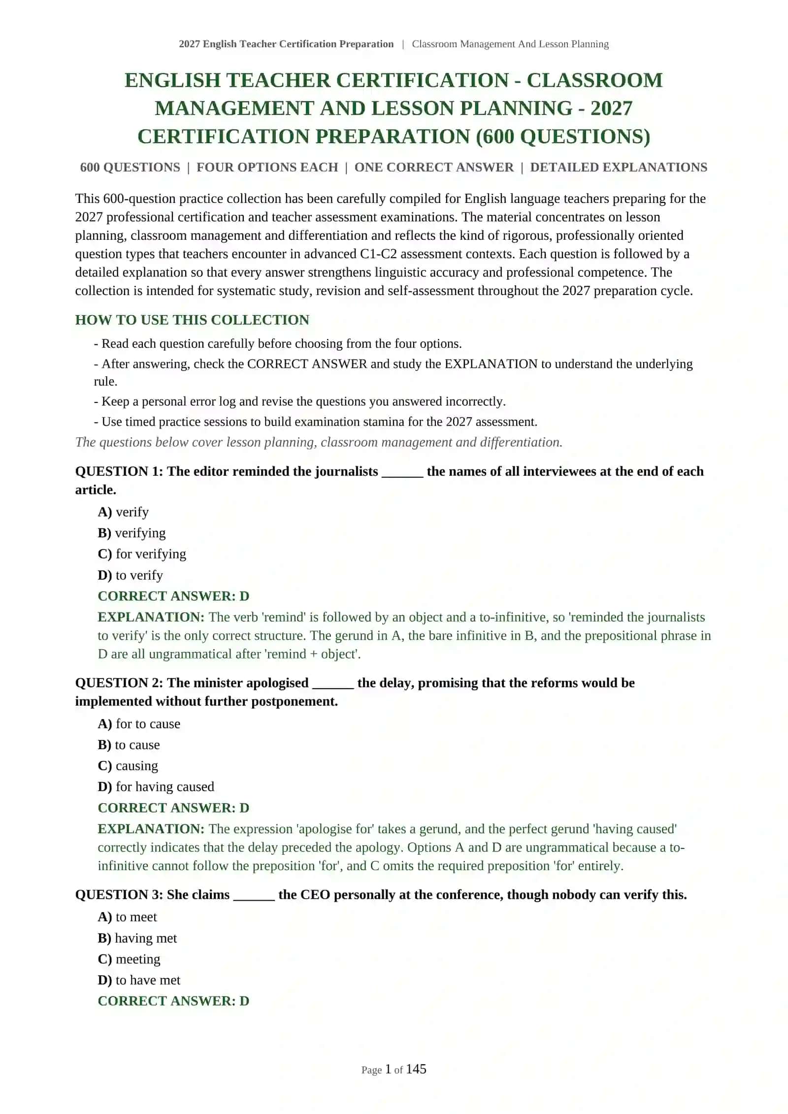 English Teacher Certification Preparation | Classroom Management And Lesson Planning 2