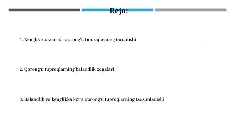 Qora tuproqlarning balandlik va kenglik boʻyicha tarqalishi 2
