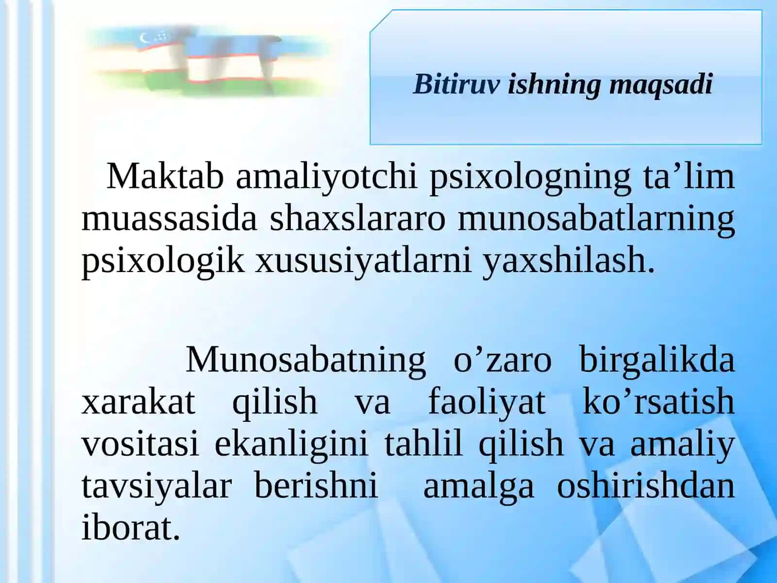Ta’lim muassasasi darslari qismlarining psixologik xususiyatlari 2