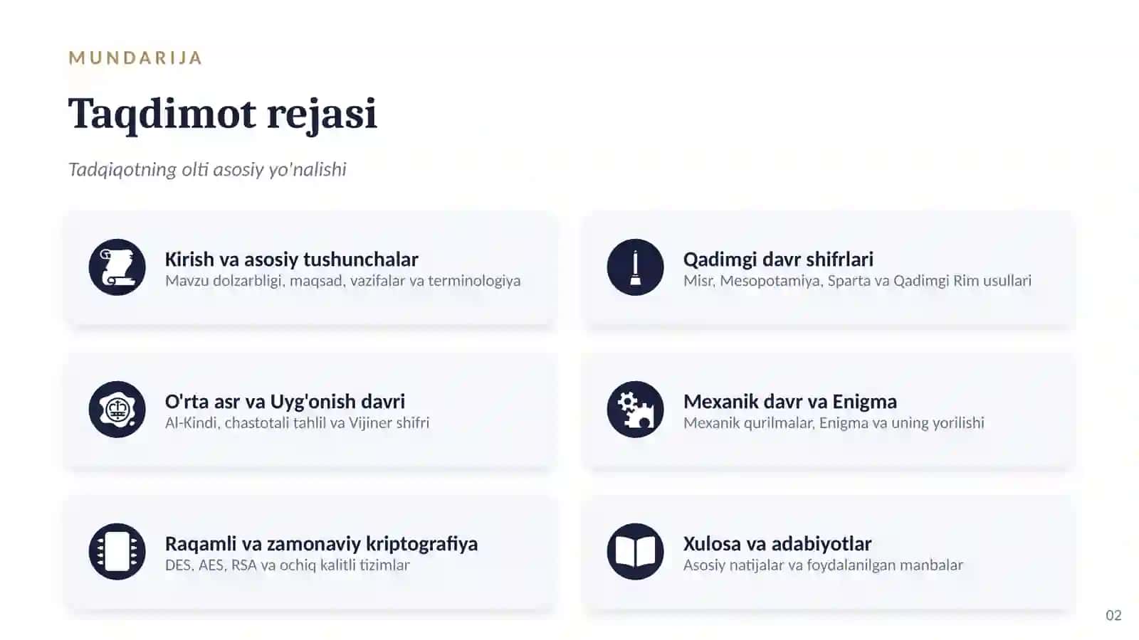KRIPTOGRAFIYA TARIXI VA TURLI DAVRLARGA OID SHIFRLASH USULLARI 2