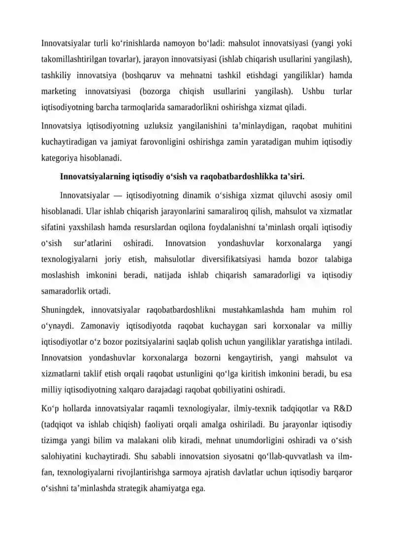 Iqtisodiyotda innovatsiyalarning tutgan oʻrni 2