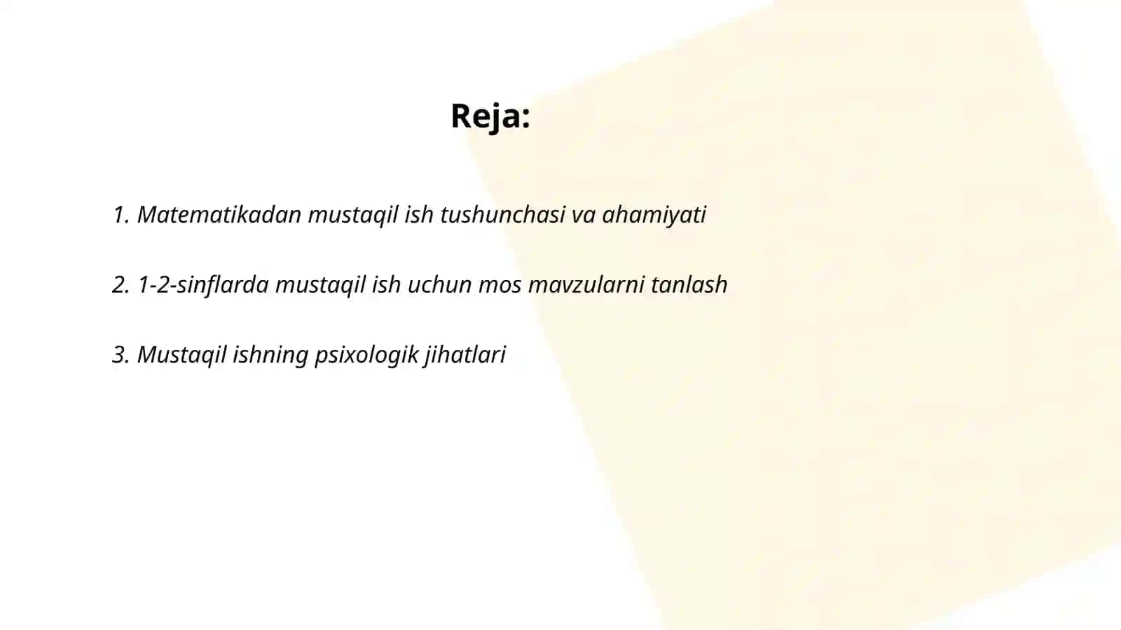 Matematika fani. Kurs ishi 2