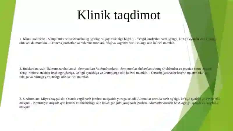 Bolalardan Asab Tizimini Jarohatlanishi Semyotikasi Va Sindromlari 2