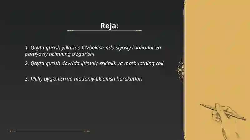 Qayta qurish yillarida O'zbekistondagi ijyimoiy-siyosiy vaziyat 2
