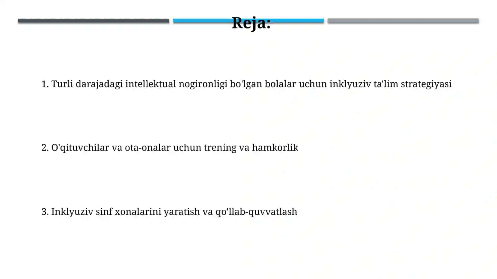 Turli darajadagi intellektual nogironligi bo'lgan bolalar uchun inklyuziv ta'lim strategiyasi 2