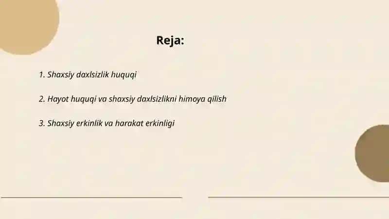 Shaxsiy huquq va erkinliklar 2