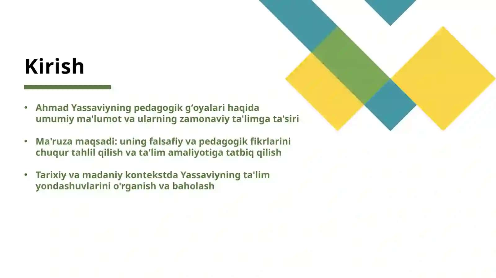Ahmad Yassaviyning pedagogik gʻoyalari 2