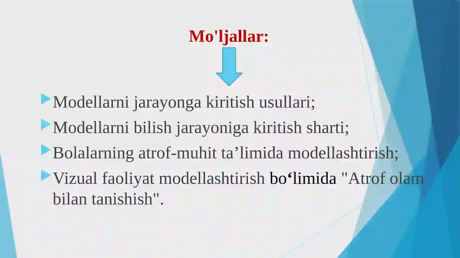 Turli faoliyatlarda modellashtirish usulini qo‘llash 2