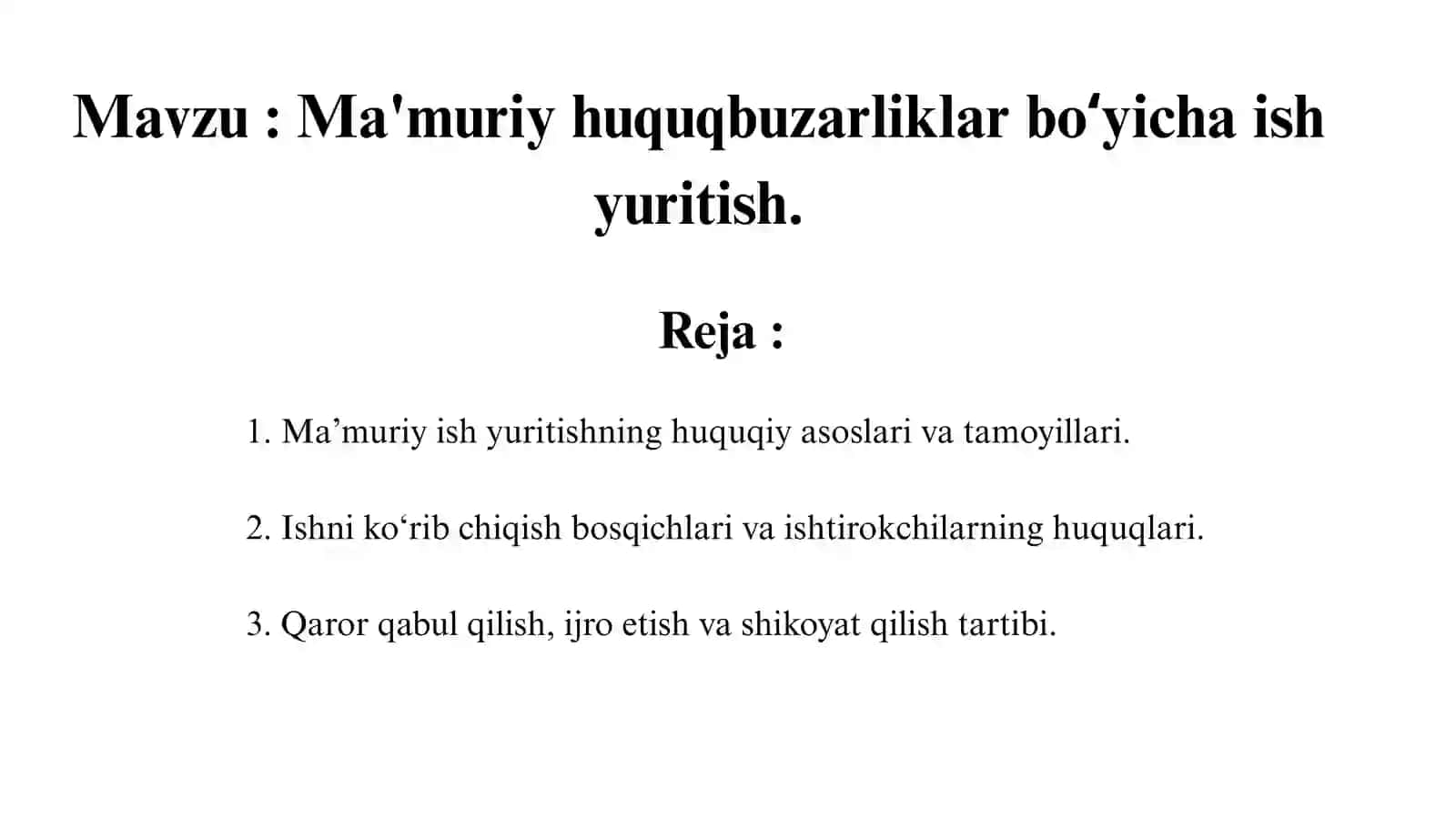 Ma’muriy huquqbuzarliklar boʻyicha ish yuritish 2