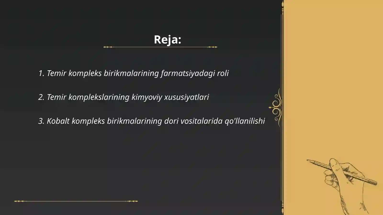 Temir, kobalt, nikel kompleks birikmalari va ularning farmatsiyadagi ahmamiyati 2