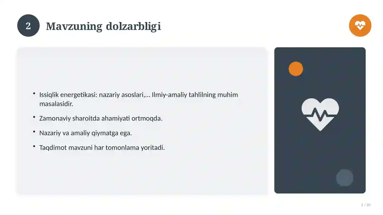 Issiqlik energetikasi: nazariy asoslari, integratsion yondashuvda (Amaliyot hisoboti) 2