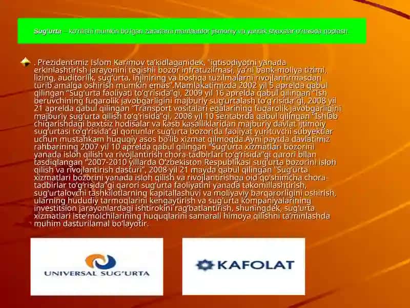 Sug'urta faoliyati to'g'risida 2