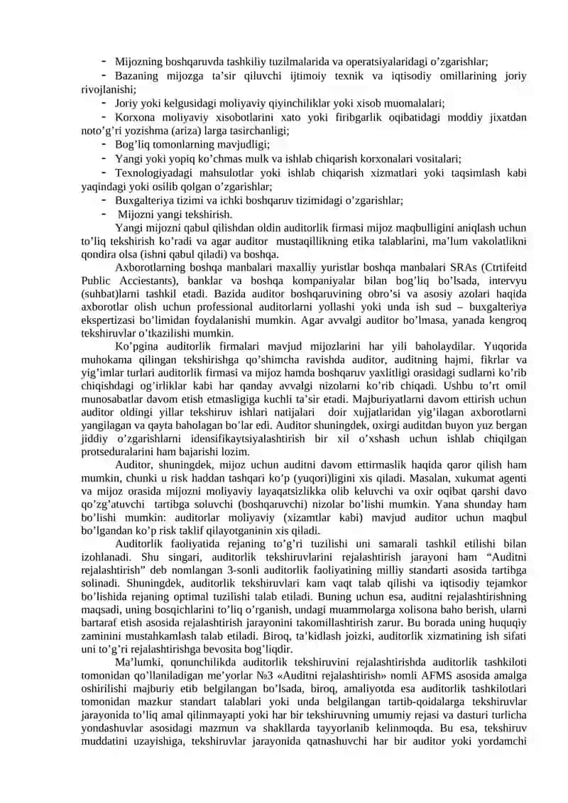 AUDITORLIK TEKSHIRUVINI REJALASHTIRISH 2