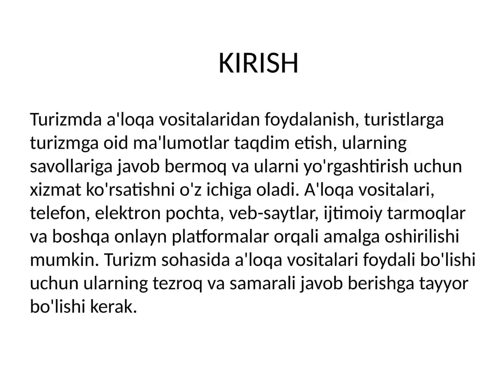 Turizmda aloqa vositalari 2