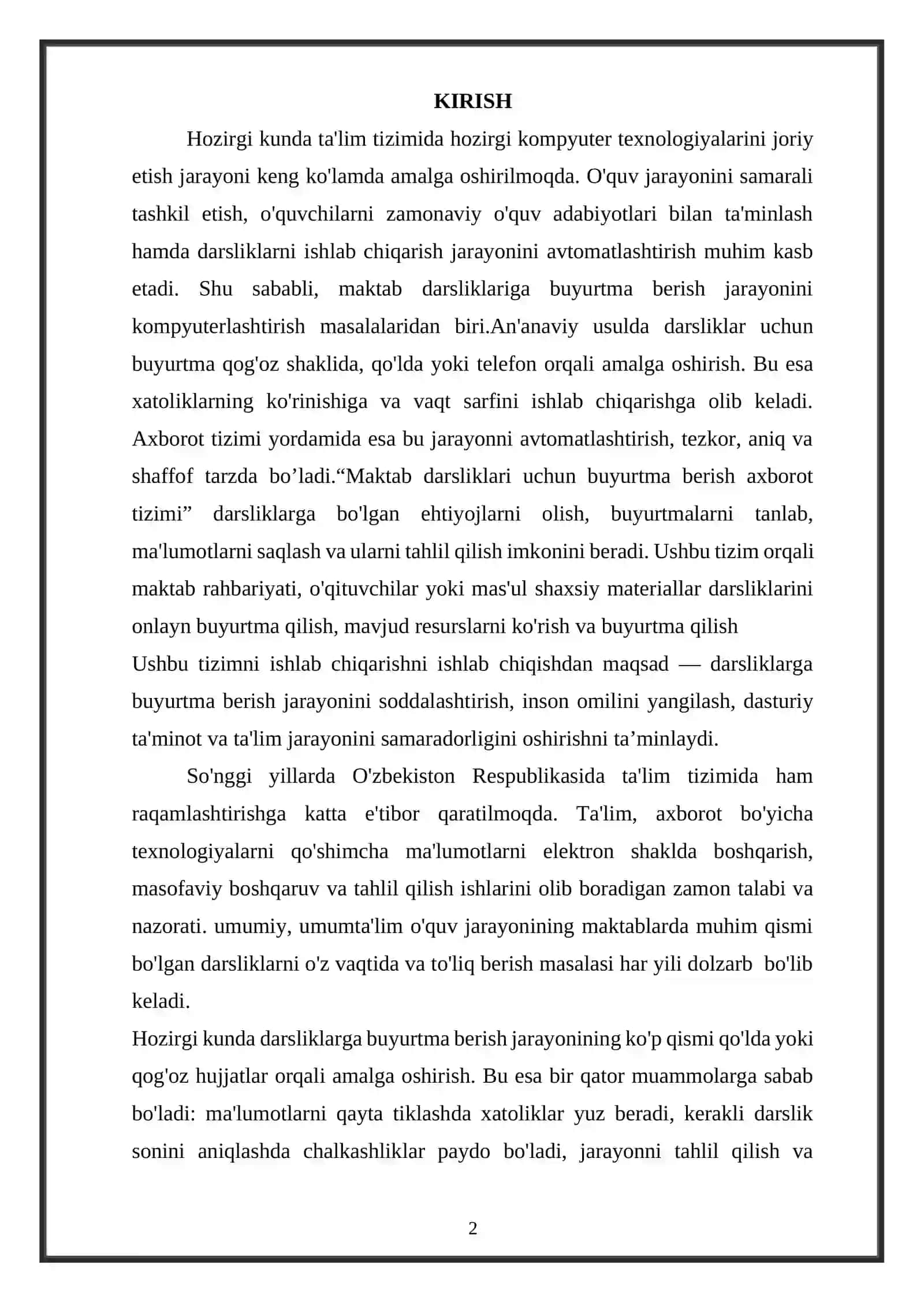Maktab darsliklari uchun buyurtma berish axborot-tizimini ishlab chiqish 2