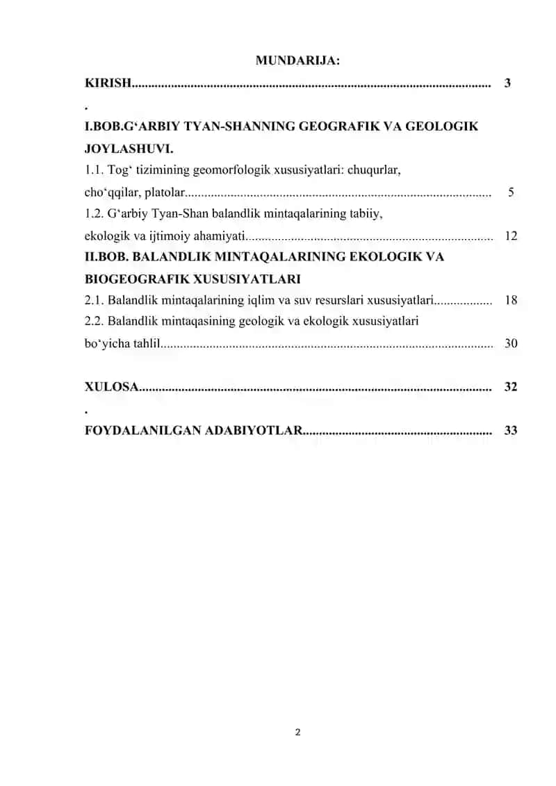 G'ARBIY TYANSHAN TOG'LARINING BALANDLIK MINTAQALARI 2