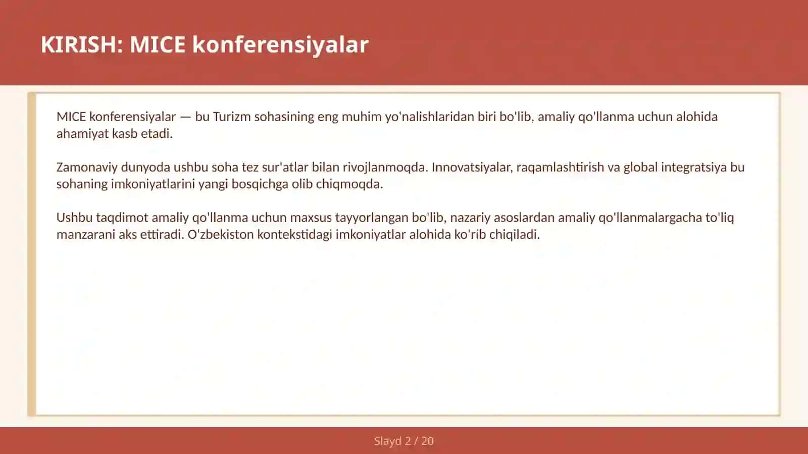 MICE Konferensiyalar 2