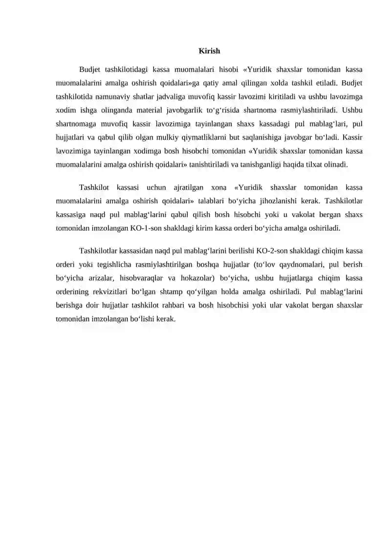 Kassa muomalalari hisobi 2