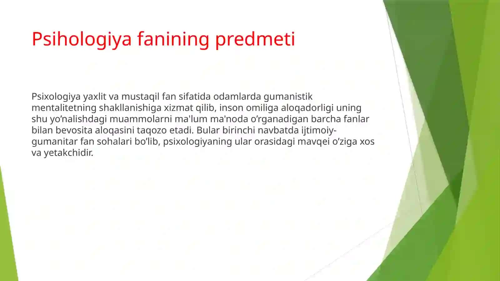 Psixologiya  fanining predmeti va rivojlanishi tarixi 2