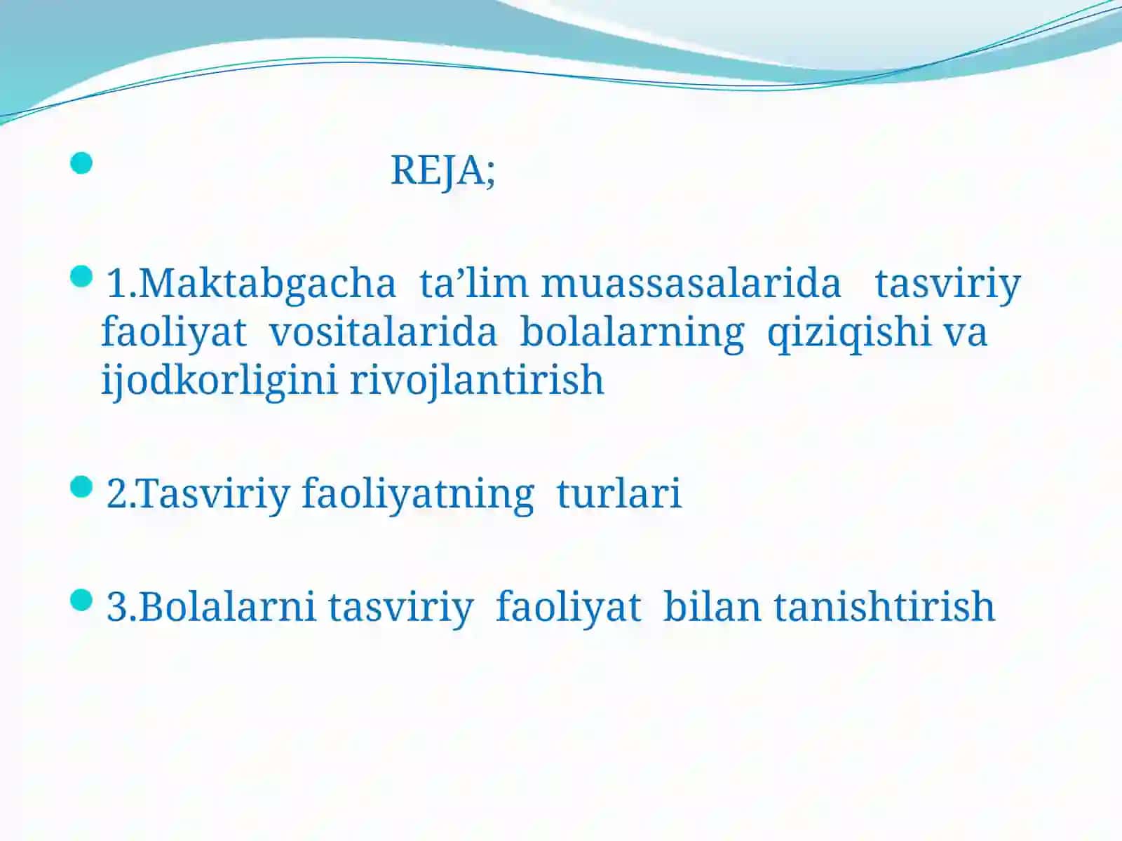 TASVIRIY FAOLIYAT MASHG’ULOTLARIDA FOYDALANILADIGAN O’QUV JIHOZLARI 2