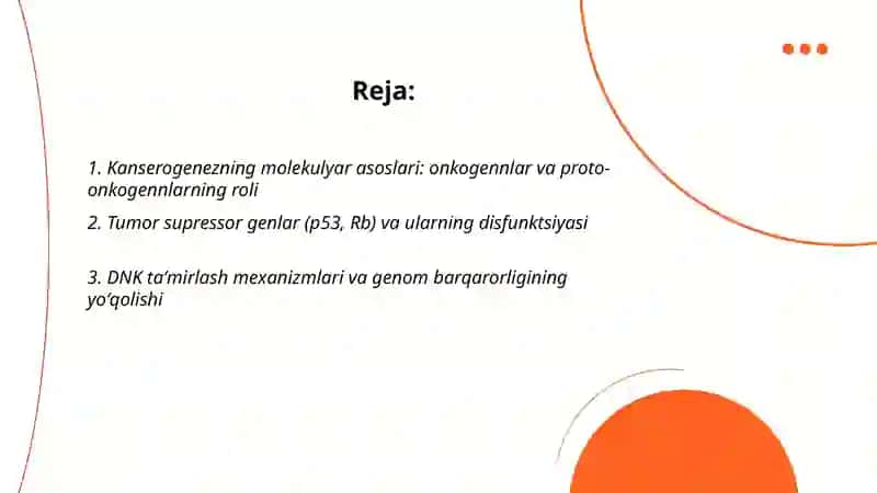 Neoplaziya.kanserogenezning molekulyar asoslari. Oʻsma oʻsishining biologiyasi: yaxshi va yomon sifatli oʻsmalar. Kanserogen agentlar va ularning hujayralar bilan tasvirlanishi.oʻsmaning organizmga taʼsiri 2