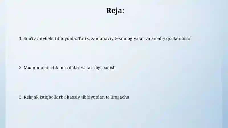 Sun'iy intellekt tibbiyotda: Tarix, zamonaviy texnologiyalar va amaliy qo'llanilishi 2