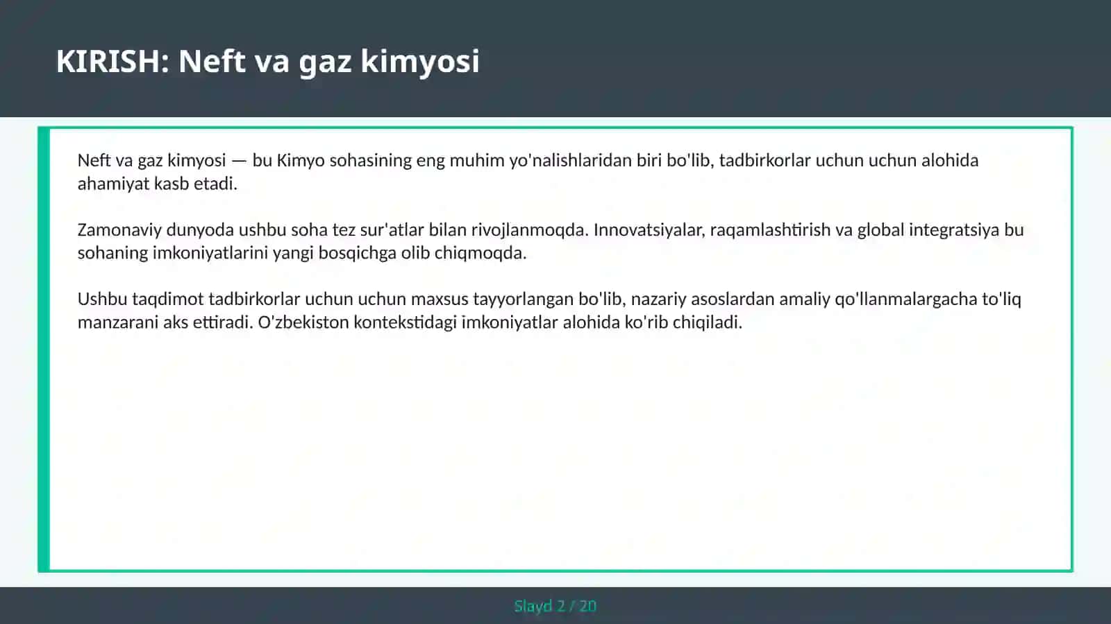 NEFT VA GAZ KIMYOSI 2