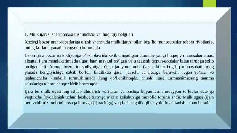 MULK IJARASI SHARTNOMASI VA UNING TURLARI 2
