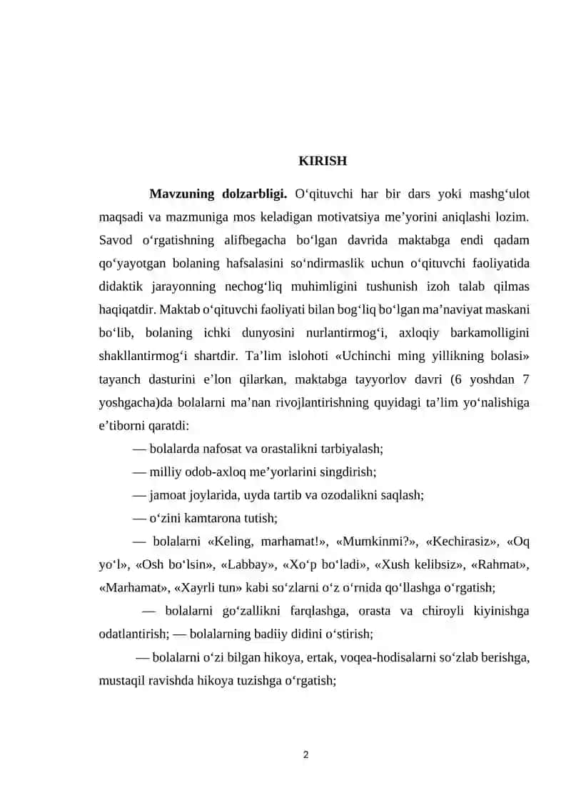 Savod oʻrgatish davri yozuv darslarida oʻtkaziladigan diktantlar 2
