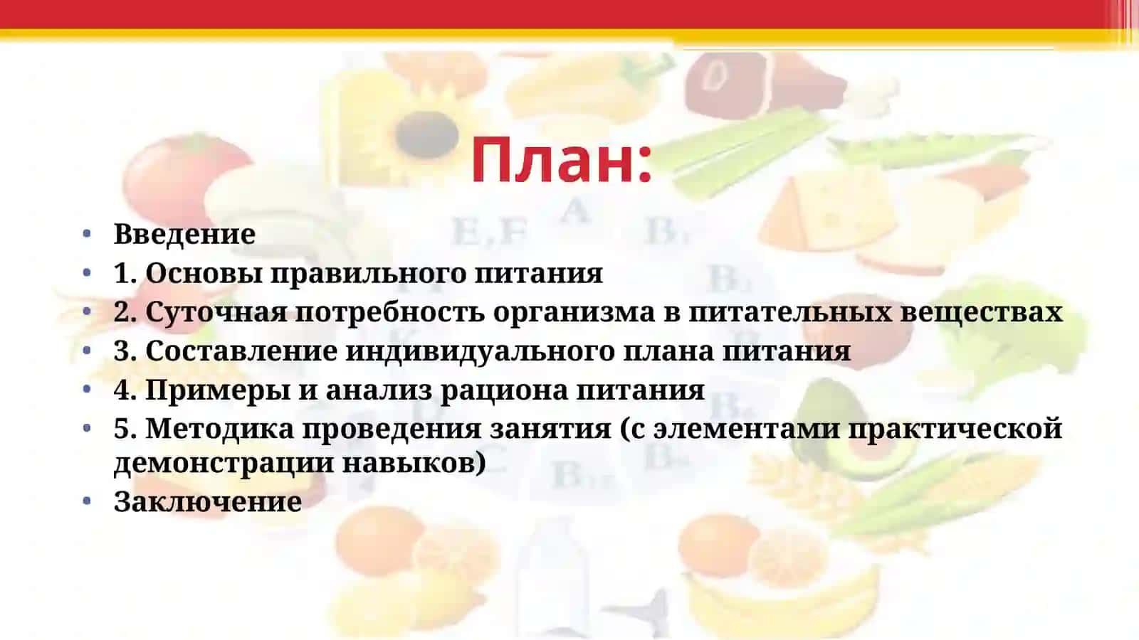 Составление плана питания 2