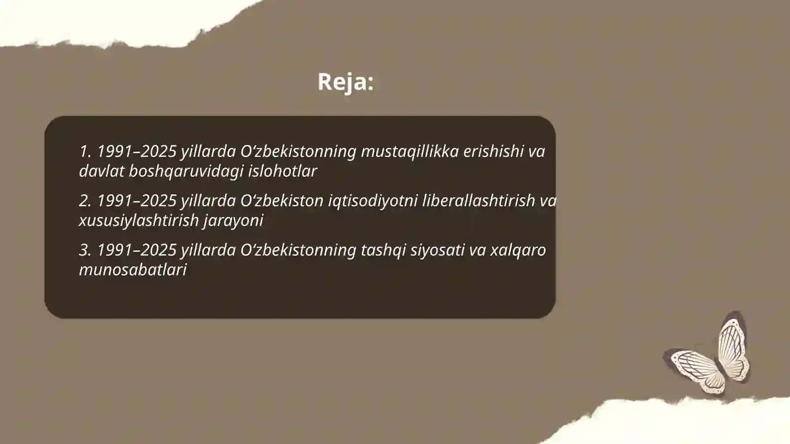 1991 2025 yillarda õzbekiston va jahon davlatlari taraqqiyoti 2