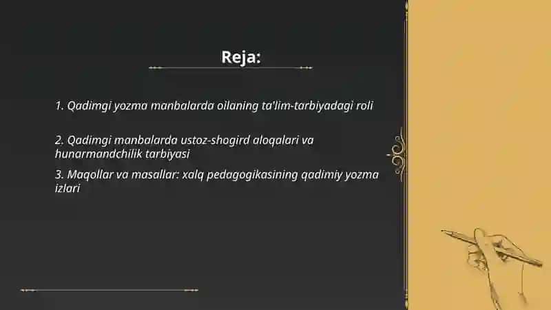 Qadimgi yozma manbalarda ta'lim tarbiyaga oid fikrlar 2