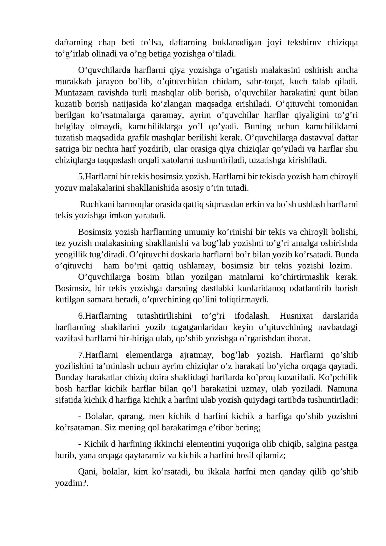 Husnixat Darslarida O’quvchilar Yozuvinga Qo’yiladigan Talablar 2
