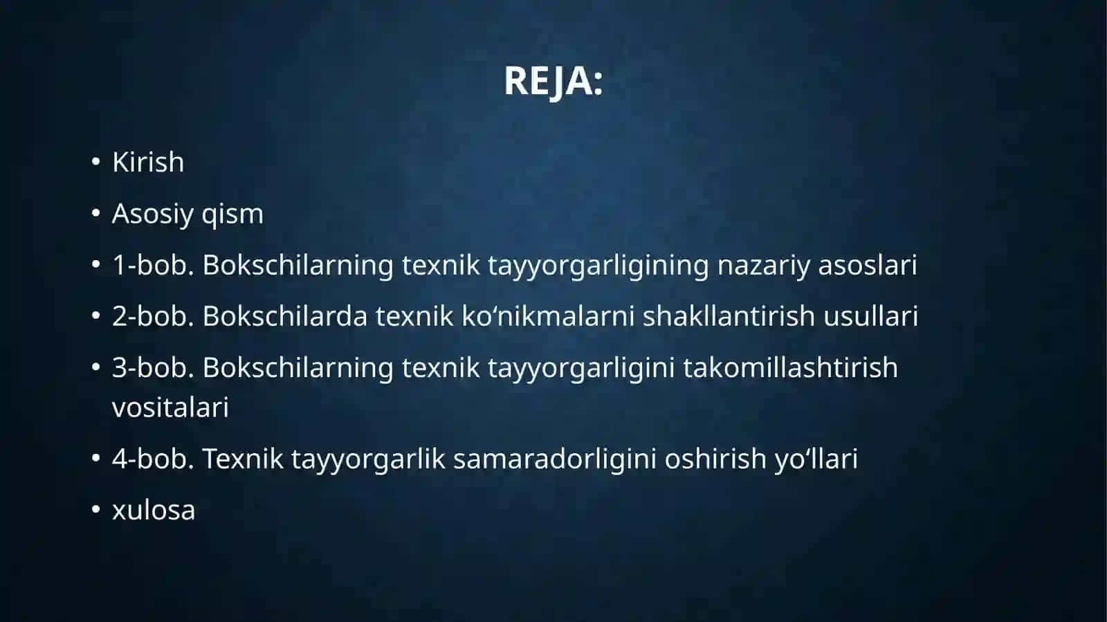Bokschilarning texnik tayyorgarligi 2