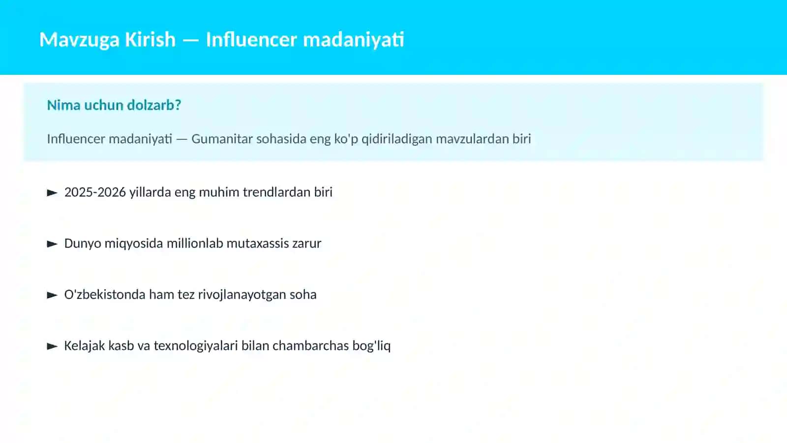 Influencer madaniyati 2