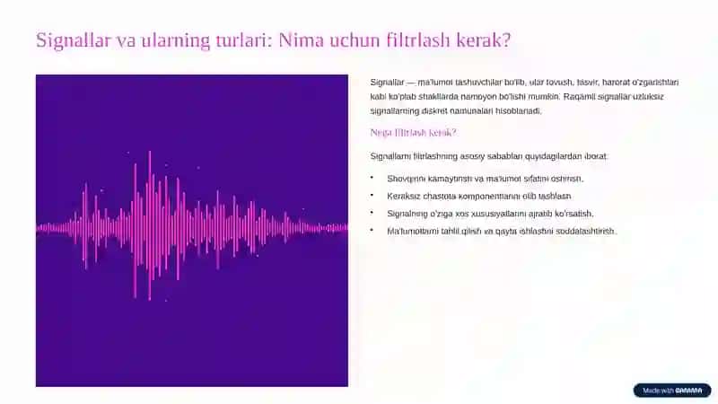Bir o'lchovli signallar ustida filtrlashni amalga oshirish 2