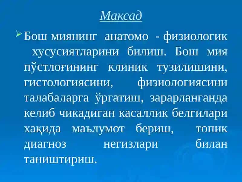 Бош мия пўстлоғининг клиник тузилиши, гистологияси ва физиологияси,  касалланиш белгилари 2