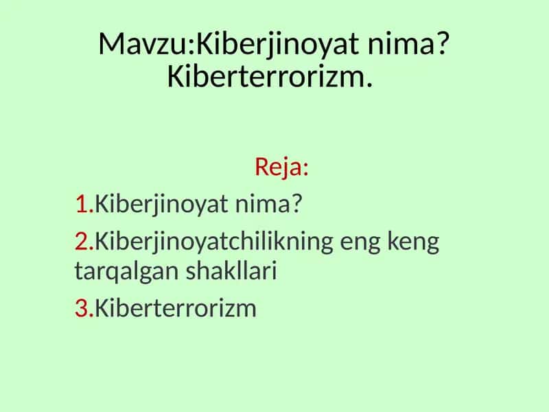 Kiberjinoyat nima? Kiberterrorizm 2