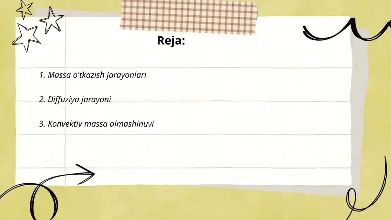 Massa o'tkazishning asosiy qonunlari 2