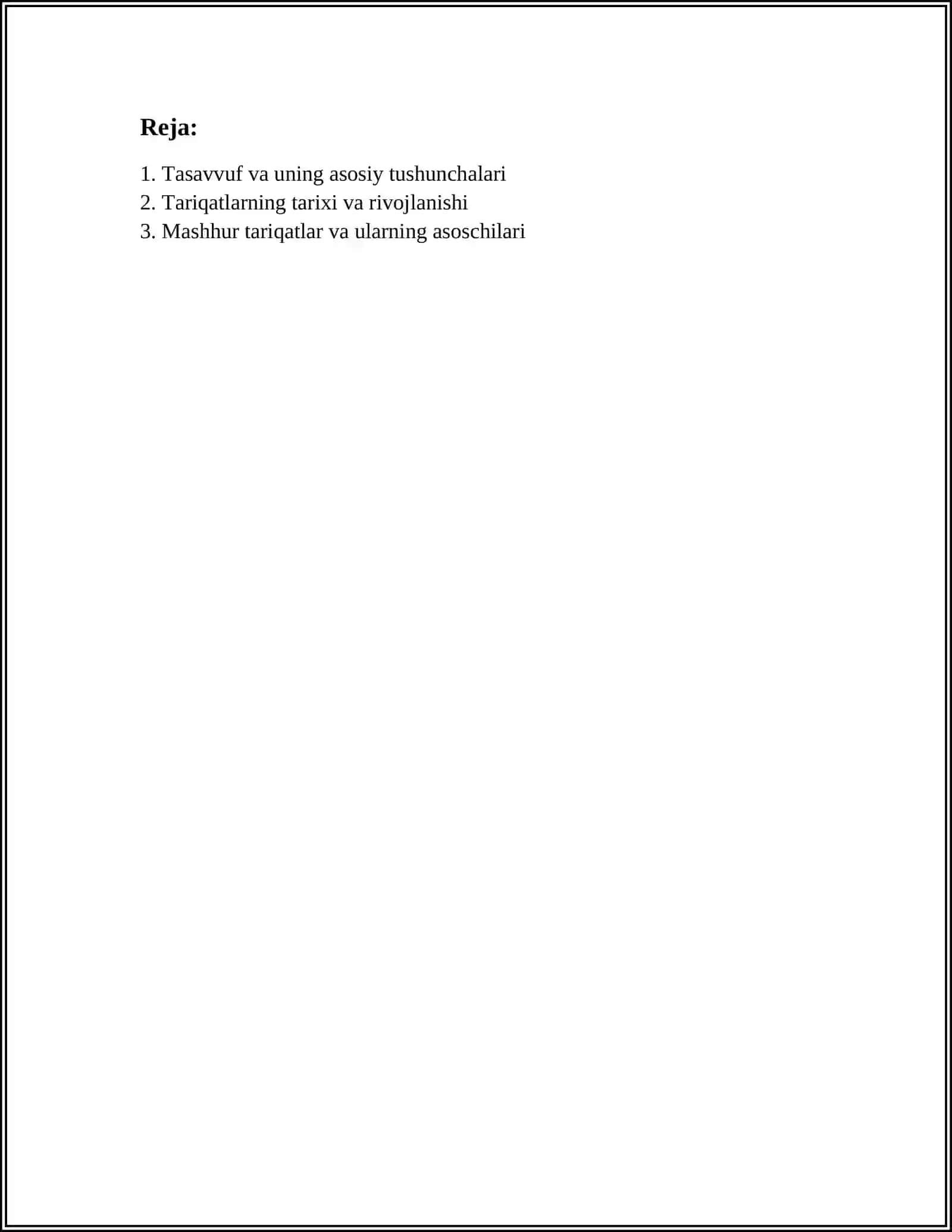 TASAVVUF TARIQATI VA XOZIRGI ZAMON 2