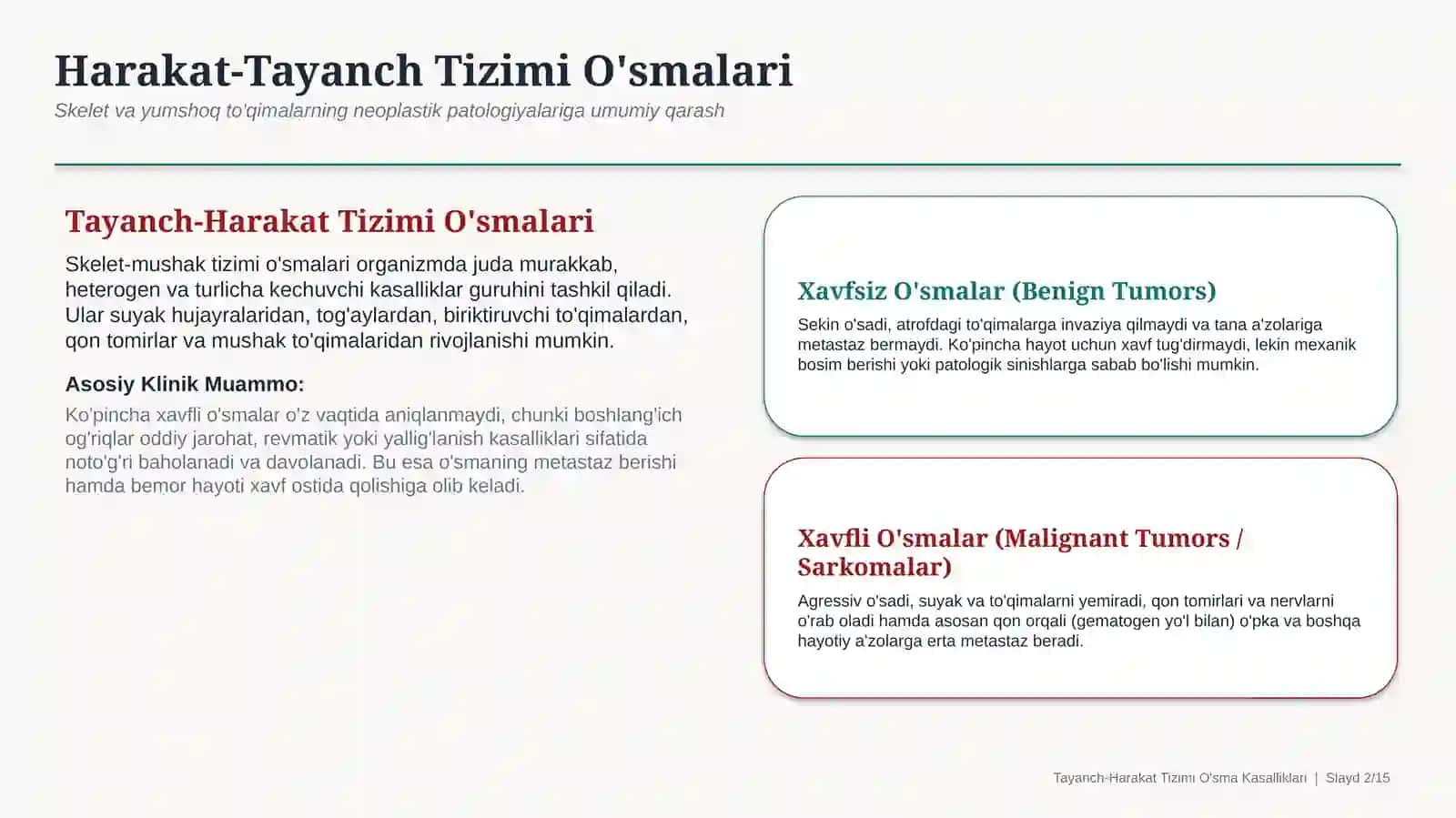 Harakat-tayanch tizimida o‘sma kasalliklari | 15 slaydli tibbiy taqdimot 2