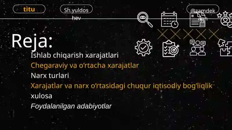 Ishlab chiqarish xarajatlari va narx turlari 2