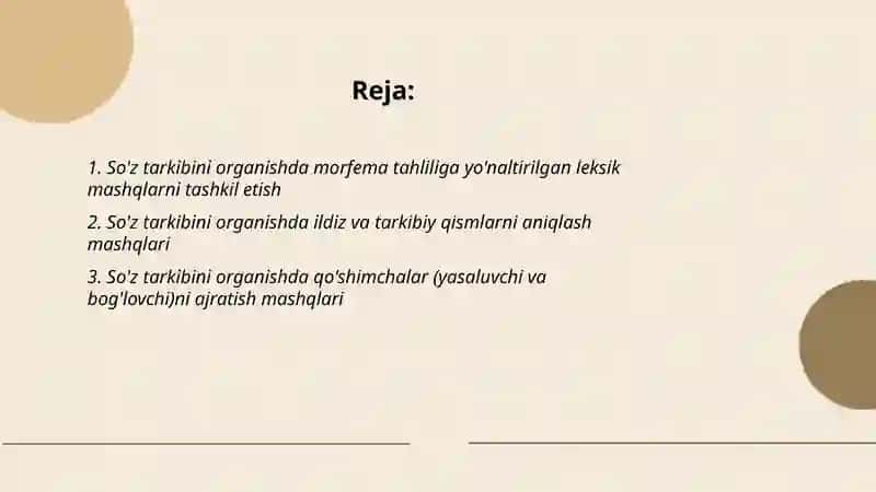 So'z tarkibini organishda leksik mashqlarni tashkil et ish 2