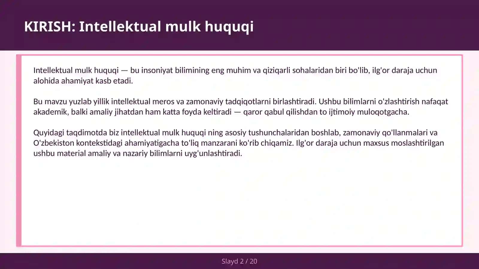 INTELLEKTUAL MULK HUQUQI 2