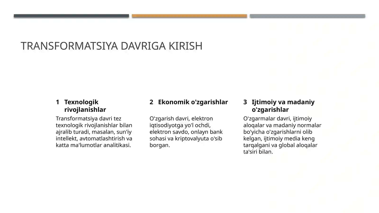 Transformatsiya davri 2