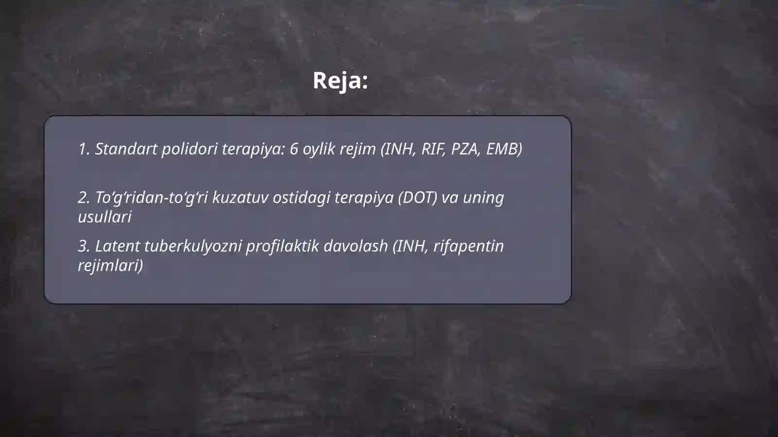 Tuberkulozning davolash usullari 2