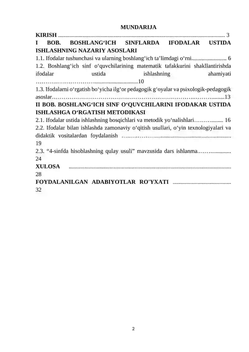 Boshlang‘ich sinf o‘quvchilarini ifodalar ustida ishlashga o‘rgatish metodikasi. 2
